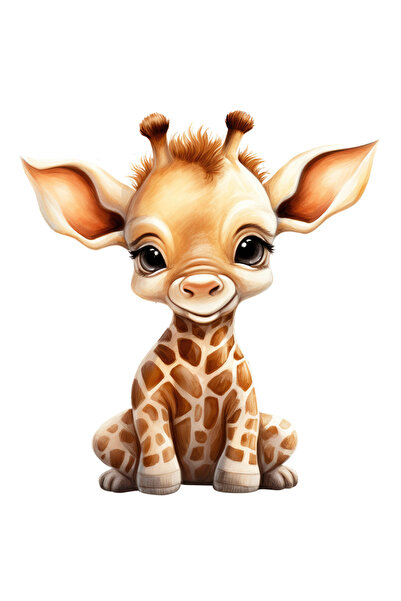 StoryGift Romania Sticker Eticheta 40CM cu un pui de girafa timid, ilustratie...