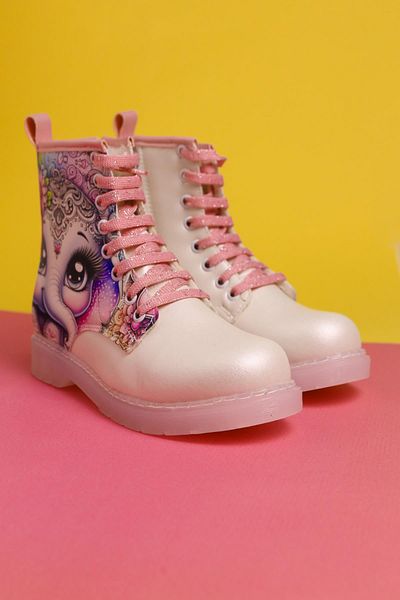 Limoya Elodie Cartoon Character Printed Lace-Up Kids Boots