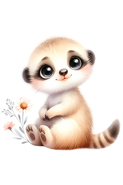 StoryGift Romania Sticker Cu O Vidra Micuta, Ilustratie, Flori, In Natura, Pa...