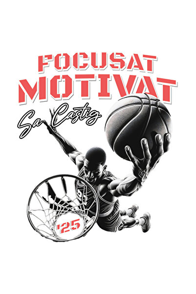 StoryGift Romania Sticker Autocolant 70CM cu Barbat Jucator De Baschet Saritura Minge Cos Sport Focusat Motivat