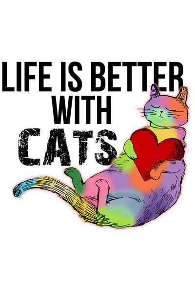 StoryGift Romania Sticker Autocolant 70CM cu pisica multicolora cu mesajul "L...