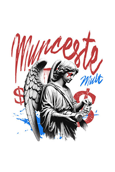 StoryGift Romania Sticker Eticheta 50CM cu Fata Cu aripi Inger Text Munceste ...