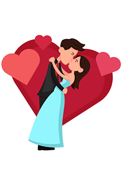 StoryGift Romania Sticker Adeziv 90CM Cu Sarut, Inima, Dans, Cuplu, cu Margin...