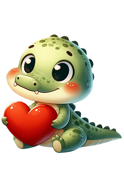 StoryGift Romania Sticker Eticheta 50CM cu un pui de crocodil care tine o ini...