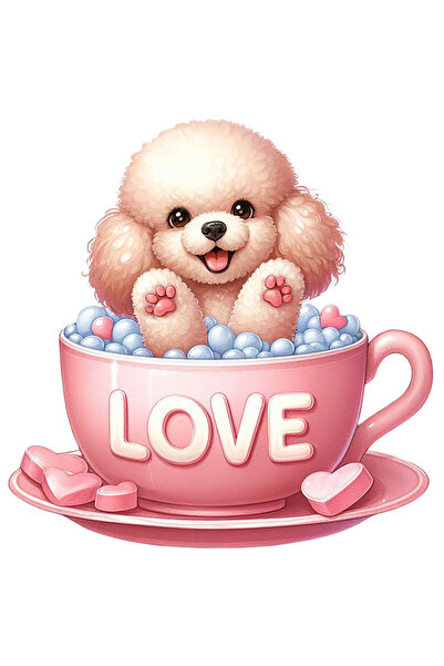 StoryGift Romania Sticker Eticheta 50CM cu un catel blanos care sta intr-o ce...