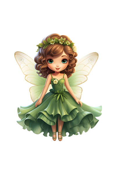 StoryGift Romania Sticker Eticheta 40CM cu o zana care poarta o rochie verde,...