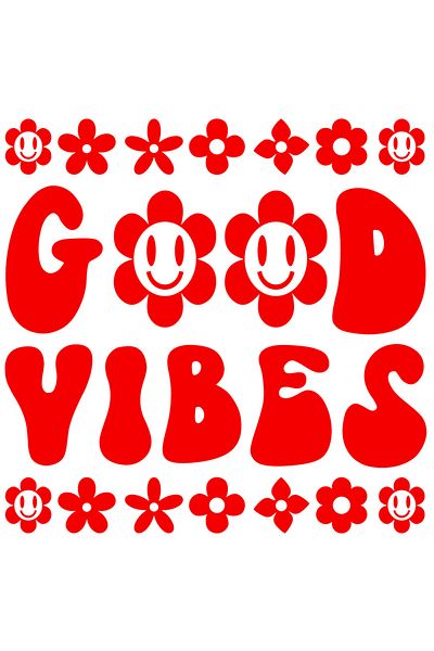 StoryGift Romania Sticker Exterior cu floricele colorate si mesajul in limba engleza "Good vibes" , Vinyl Ro