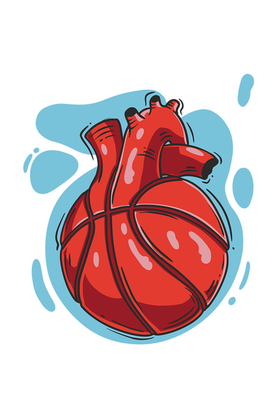 StoryGift Romania Sticker Eticheta 40CM Cu Inima, Minge, Basketball, Sport, Ilustratie, cu Margini Albe, PVC Vi