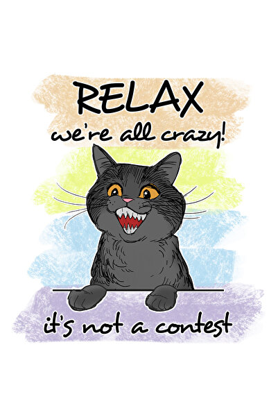 StoryGift Romania Sticker Autocolant 70CM cu pisica neagra cu mesajul "Relax,...