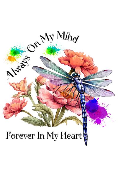 StoryGift Romania Sticker Cu O Libelula Albastra Care Sta Pe O Floare Cu Mesajul "always On My Mind, Forever