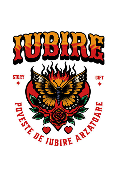 StoryGift Romania Sticker Autocolant 70CM cu Fluture Colorat In Flacari Floar...