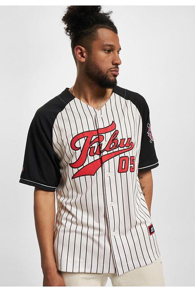 FUBU Herren Fm231-008-1 Varsity Baseball-Shirt mit Nadelstreifen