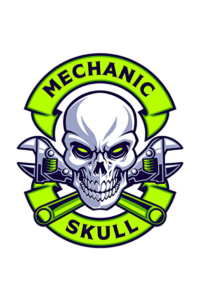StoryGift Romania Sticker 15 Cm Cu Mesaj In Engleza Mechanic Skull, Cheie, Cr...