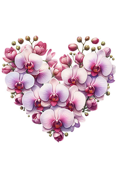 StoryGift Romania Sticker Autocolant 70CM cu o inima formata din mai multe floricele, roz, natura, iubire, Valen