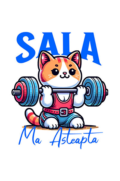 StoryGift Romania Sticker Eticheta 40CM cu Pisica Portocalie Ridicand Greutat...