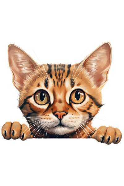 StoryGift Romania Sticker Autocolant 70CM cu o pisicuta serioasa, privire sur...