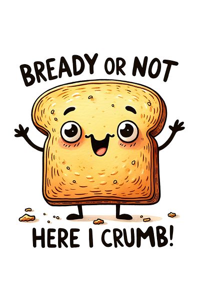 StoryGift Romania Sticker Autocolant 70CM cu mesajul "Bready or not, here I crumb!", ilustratie, motivational, f