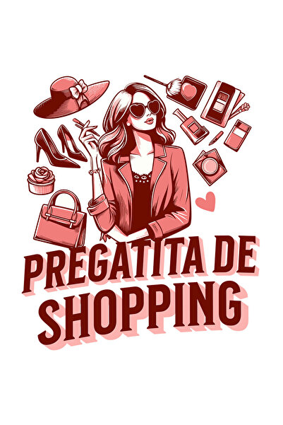 StoryGift Romania Sticker Autocolant 70CM cu Femeie Iubitoare De Shopping Pantofi Palarie Geanta cu Margini Albe