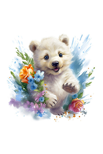 StoryGift Romania Sticker Autocolant 70CM cu un urs polar care alearga, ilust...