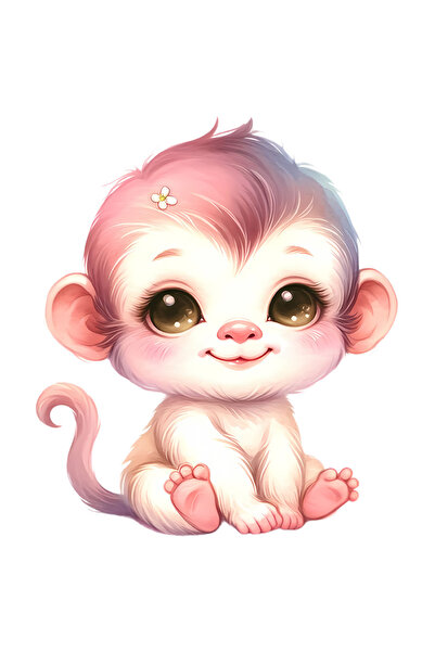 StoryGift Romania Sticker Adeziv 90CM cu o maimutica fericita, copilarie, joa...