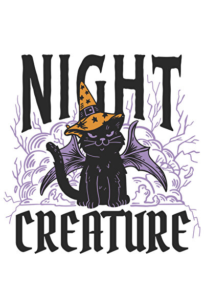 StoryGift Romania Sticker Eticheta 40CM Cu Mesaj In Engleza Night Creature, Pisica, Vrajitoare, Airpi, Liliac, H