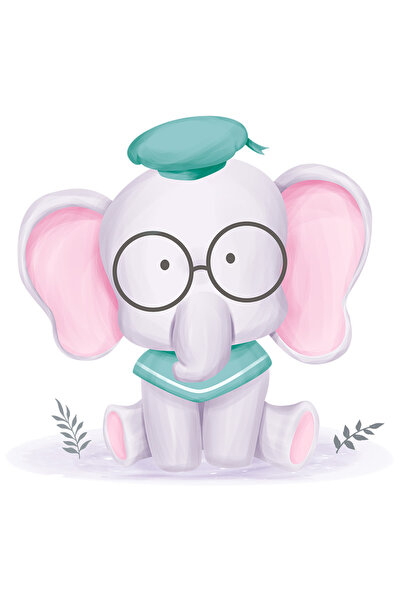 StoryGift Romania Sticker Autocolant 70CM Cu Elefant, Ochelari, Palarie, Batic, cu Margini Albe, PVC Vinyl 70 cm