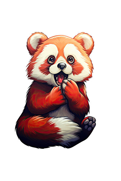 StoryGift Romania Sticker Eticheta 40CM cu un urs Panda Rosu socat, ilustrati...