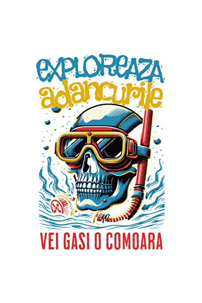 StoryGift Romania Sticker Adeziv 90CM Adeziv exploreza adancurile vei gasi o comoara craniu c cu Margini Albe, P