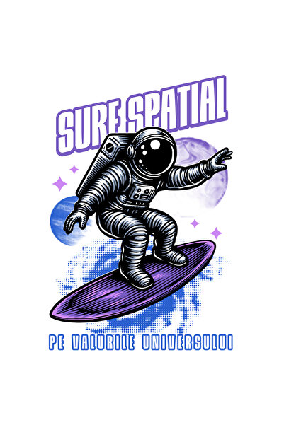 StoryGift Romania Sticker Autocolant 70CM Adeziv Astronaut pe placa de Surf spatial. Pe valurile universului cu