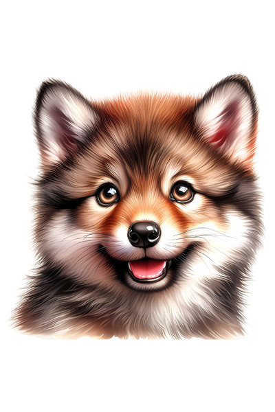 StoryGift Romania Sticker Autocolant 70CM cu un pui de lup vesel, ilustratie, jucaus, animalut salbatic, fericir