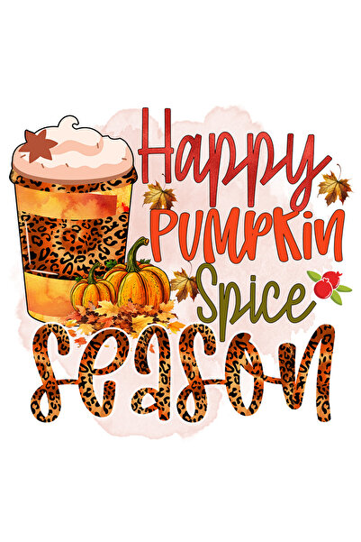 StoryGift Romania Sticker Eticheta 50CM cu mesajul "Happy pumpkin spice season", toamna, ilustratie, fericire, s