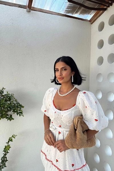 nedo7 Pomegranate Flower Lace Detailed Embroidered Dress