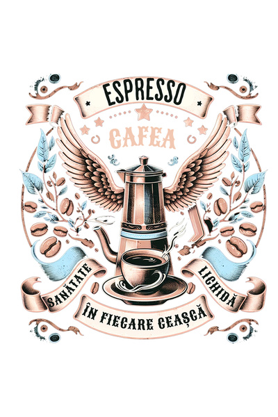 StoryGift Romania Sticker Adeziv 90CM Adeziv espresso. cafea. sanatate lichid...