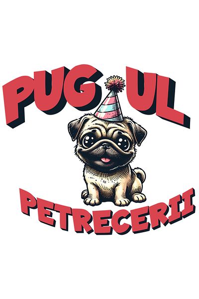 StoryGift Romania Sticker Eticheta 50CM Adeziv Pug-ul petrecerii caine saratorit aniversare aniversare cu Margin