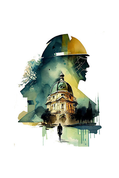 StoryGift Romania Sticker Eticheta 40CM Cu Om Mergand Spre Biserica, Sileata ...