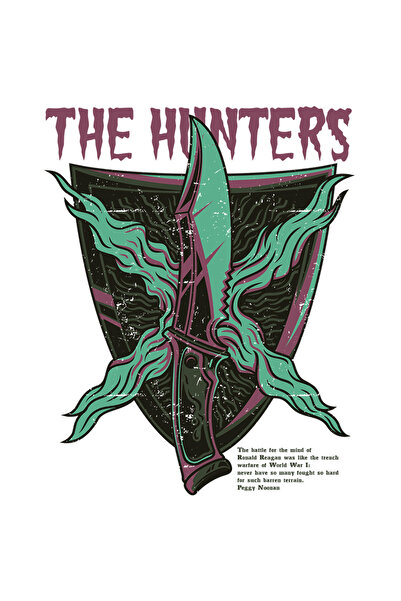 StoryGift Romania Sticker Autocolant 70CM Cu Text In Engleza The Hunters, Cutit Stil Briceag, Culori Stil Benzi