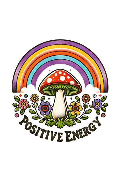 StoryGift Romania Sticker Cu Mesajul "positive Energy", Stilul Hippie, Cultura, Ilustratie, Psihedelic, Ciup