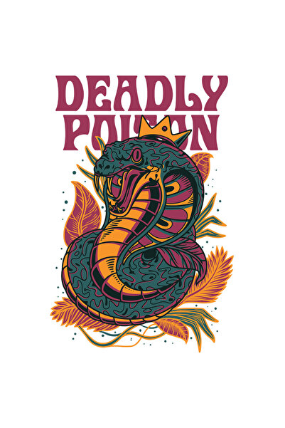 StoryGift Romania Sticker Cu Sarpe Cu Colti Lungi Ascutiti Cobra, Coroana Aurie De Rege, Text In Engleza Dea