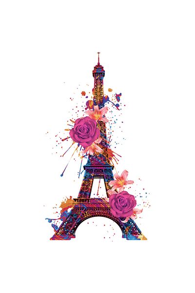 StoryGift Romania Sticker Cu Turnul Eiffel, Flori Roz, Paris, Concediu, Reaxare, Cadou Pentru Iubitorii De C