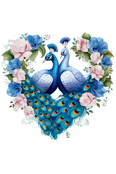 StoryGift Romania Sticker Adeziv 90CM cu o paunita si un paun, ilustratie, fo...