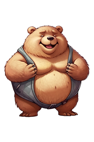 StoryGift Romania Sticker Eticheta 40CM cu un urs foarte gras, ilustratie, ob...