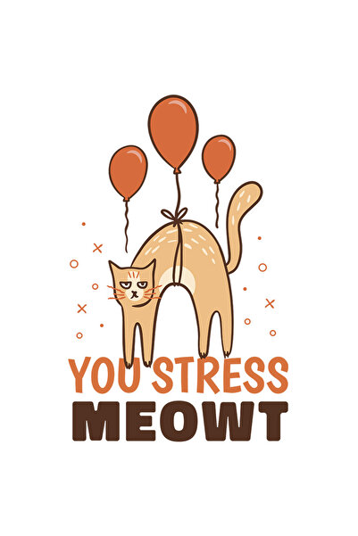 StoryGift Romania Sticker Autocolant 70CM Cu Mesaj In Engleza You Stress Meow...