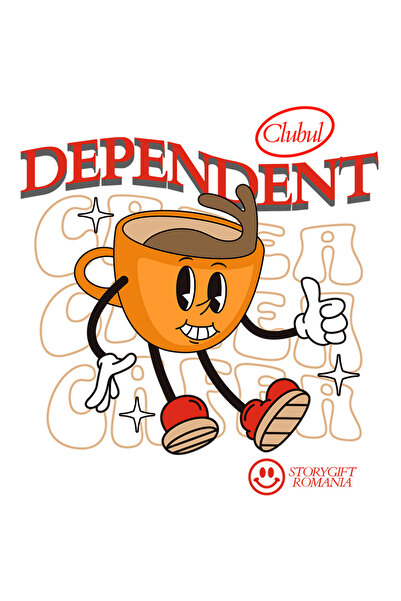 StoryGift Romania Sticker Autocolant 70CM Adeziv ceasca de cafea fericita dependent de cafea cu Margini Albe, PV