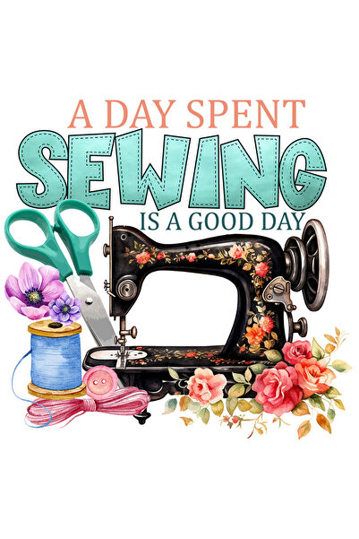 StoryGift Romania Sticker Eticheta 50CM cu mesajul "A day spent sewing is a g...