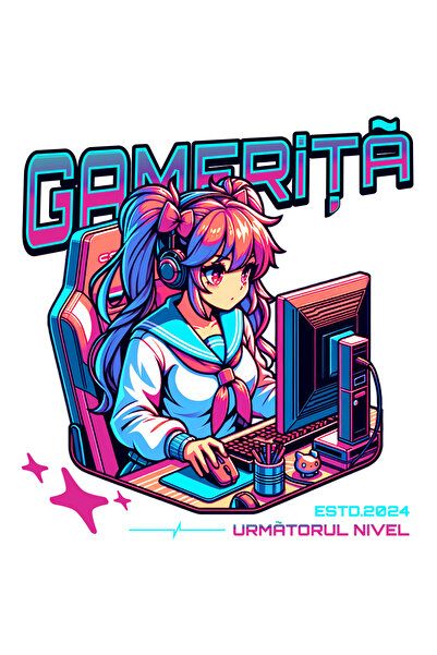 StoryGift Romania Sticker Autocolant 70CM Adeziv Gamerita. Următorul Nivel stil anime joc video cu Margini Albe,