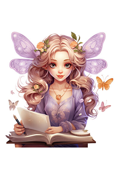 StoryGift Romania Sticker Eticheta 50CM cu o fetita draguta cu aripi de flutu...