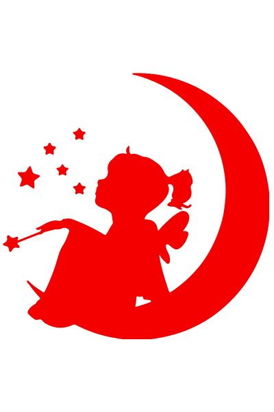 StoryGift Romania Sticker Autocolant 30CM Exterior cu o fetita zana - sta pe semiluna stelute bagheta , Vinyl Ro