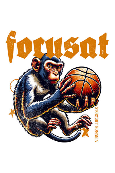 StoryGift Romania Sticker Autocolant 70CM Adeziv Maimuta jucand baschet text ...