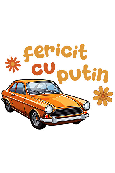 StoryGift Romania Sticker Adeziv 90CM Adeziv fericit cu putin masina clasica vintige cu Margini Albe, PVC Vinyl 90 cm