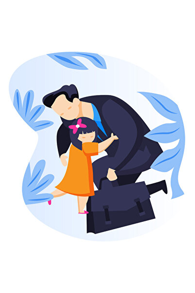 StoryGift Romania Sticker Cu Servieta, Parinte, Tata, Copil, Cu Margini Albe,...